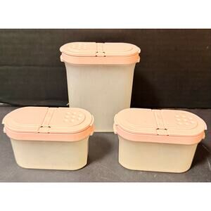 Vintage Tupperware 1846 & 1843 Spice Containers Modular Mates Pink Tops Lot of 3